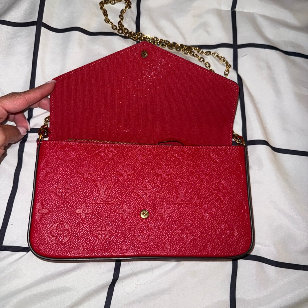 Louis Vuitton Red Crossbody Bag with Gold Chain